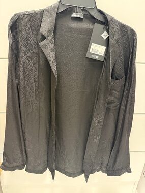 The Kooples Black Snake-Print Open Blazer blouse